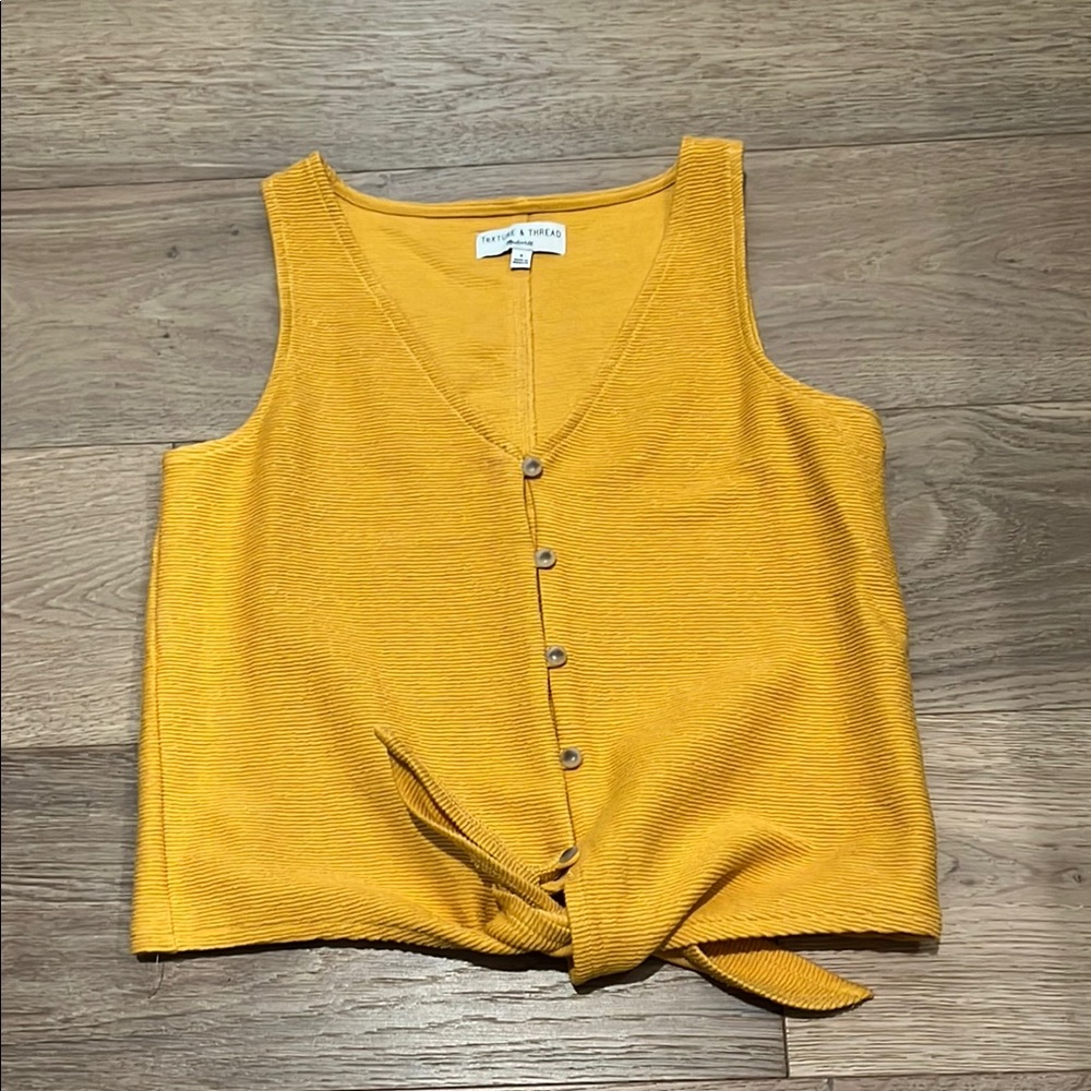 Yellow Button-Down Sleeveless Top